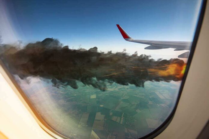 View,At,The,Flame,Of,Airplane,Engine,From,An,Illuminator.