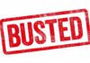 Red Busted stamp on white background