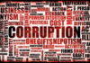 Corruption-related word cloud, highlighting corruption, political, bribery.