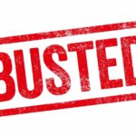 Red Busted stamp on white background