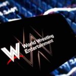 WWE logo displayed on a smartphone screen