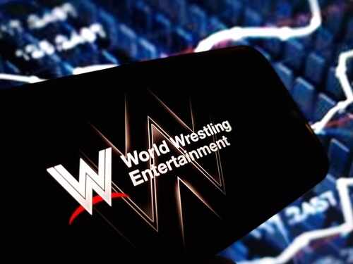 shutterstock_2460615365.jpg WWE logo displayed on a smartphone screen