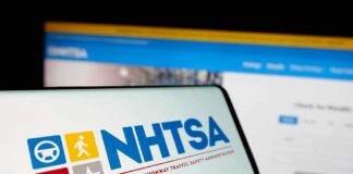 NHTSA logo displayed on a smartphone screen
