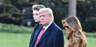 Barron, Donald and Melania Trump