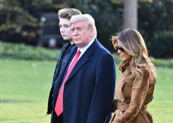 Barron, Donald and Melania Trump