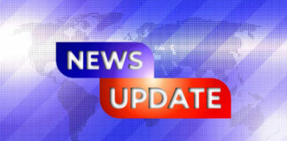 News update graphic with world map background