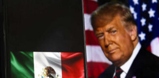 Donald Trump with Mexican flag on phone