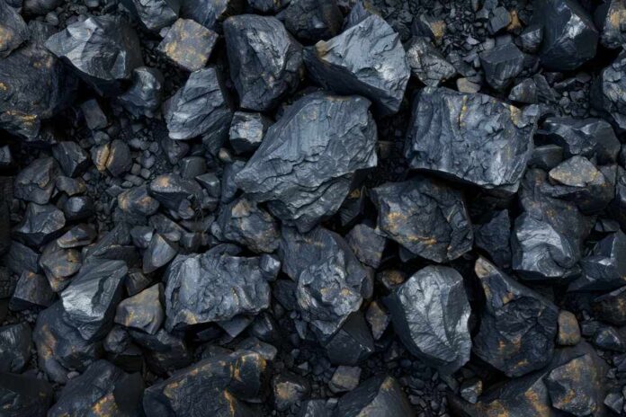 Close-up view of coal