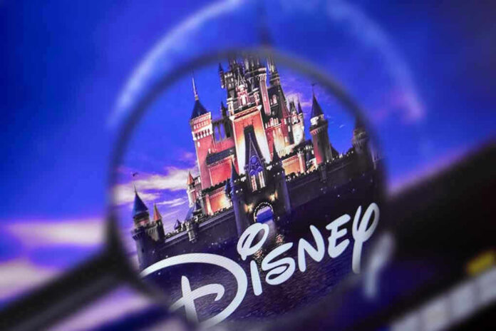 Magnifying glass focusing on Disney castle logo
