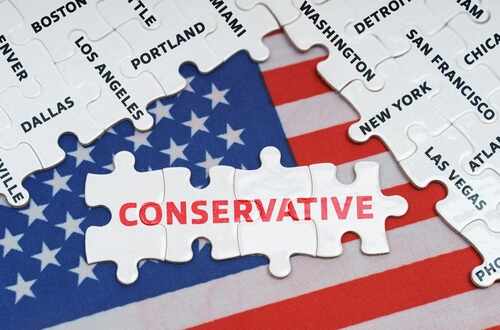 Puzzle pieces with the word CONSERVATIVE