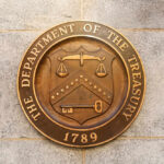 Treasury Secretary’s Gigantic Tax Refund Announcement Department of the Treasury seal on stone wall
