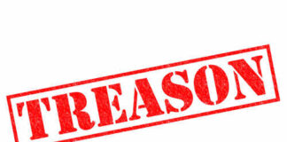 Red stamp with the word TREASON prominently displayed