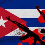 Cuban Military Deaths Expose SHOCKING Truth Cuban flag with silhouettes of guns and red splashes
