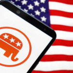 GOP Caves: Jack Smith’s Public Showdown Looms Republican elephant logo on phone, American flag background.