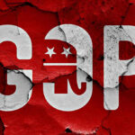 GOP Majority CRUMBLING — 29 Members Quitting Cracked GOP logo on a red background.