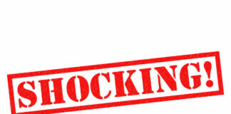Red text stating the word shocking