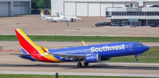 Southwest Airlines airplane taking off from the runway