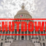 U.S. Capitol building with a red 'SHUTDOWN' overlay