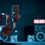 Britney’s Latest Drama: DUI, Rehab, and Court Microphone and headphones in a podcast studio with speakers in the background