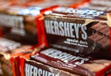 Close-up of Hershey's Special Dark chocolate packaging