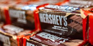 Close-up of Hershey's Special Dark chocolate packaging