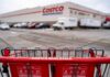Shopping cart in front of a Costco Wholesale store