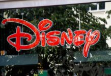 Disney Era Star Wars Bombs Bright red Disney logo displayed on a storefront window