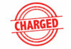 Red charged stamp with circular border