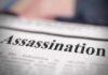 GUILTY: Fake Cop At Midnight — Then Deadly Gunfire Close-up of a newspaper headline reading 'Assassination'