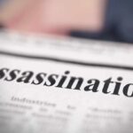 GUILTY: Fake Cop At Midnight — Then Deadly Gunfire Close-up of a newspaper headline reading 'Assassination'