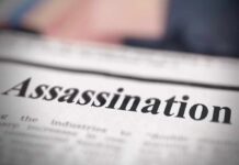 GUILTY: Fake Cop At Midnight — Then Deadly Gunfire Close-up of a newspaper headline reading 'Assassination'