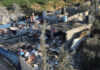 Deadly Quake Carnage, One Impossible Escape People inspecting rubble and debris of destroyed buildings.