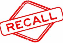Backyard Recall: THESE Batteries Ignite? Red stamp with the word 'RECALL' inside a diamond shape