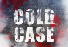 Garage Floor Grave Solves Cold Case Murder Cold Case text with red splatters and smoke.