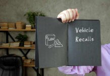 Backup Cameras Go Dark — Massive Recall Book with Vehicle Recalls and law symbol