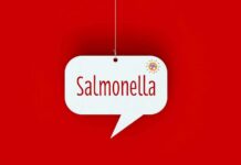 Amazon Food Item Yanked — Salmonella Scare Speech bubble with the word Salmonella on red background