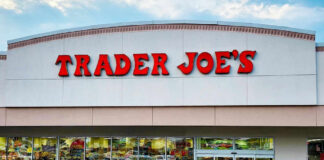 Trader Joes storefront with shopping carts outside