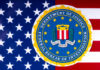 FBI seal overlaid on an American flag background