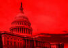 Anti-Socialism Blitz Rocks Capitol United States Capitol building under red-tinted sky.