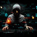 China’s AI Goes Dark Inside U.S. Hacker wearing a hoodie with digital codes overlaying.