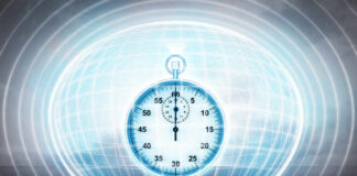 Clock showing Earth with a red background