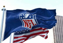 Facebook Farewell Shocks NFL — What Happened? NFL flag waving in front of American flag.