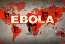 Ebola Surge Explodes — Curve Still Rising Ebola text over world map with red splatters and skulls