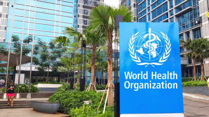 World Health Organization sign outside modern building
