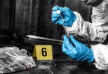Vulgar Note Sparks DNA Showdown Forensic investigator collecting a blood sample at a crime scene