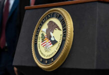 DOJ Curveball Backfires Department of Justice seal on a podium.