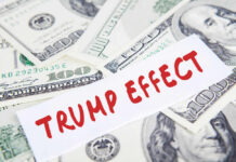 $140M Rush For Trump Table Text Trump Effect over hundred dollar bills